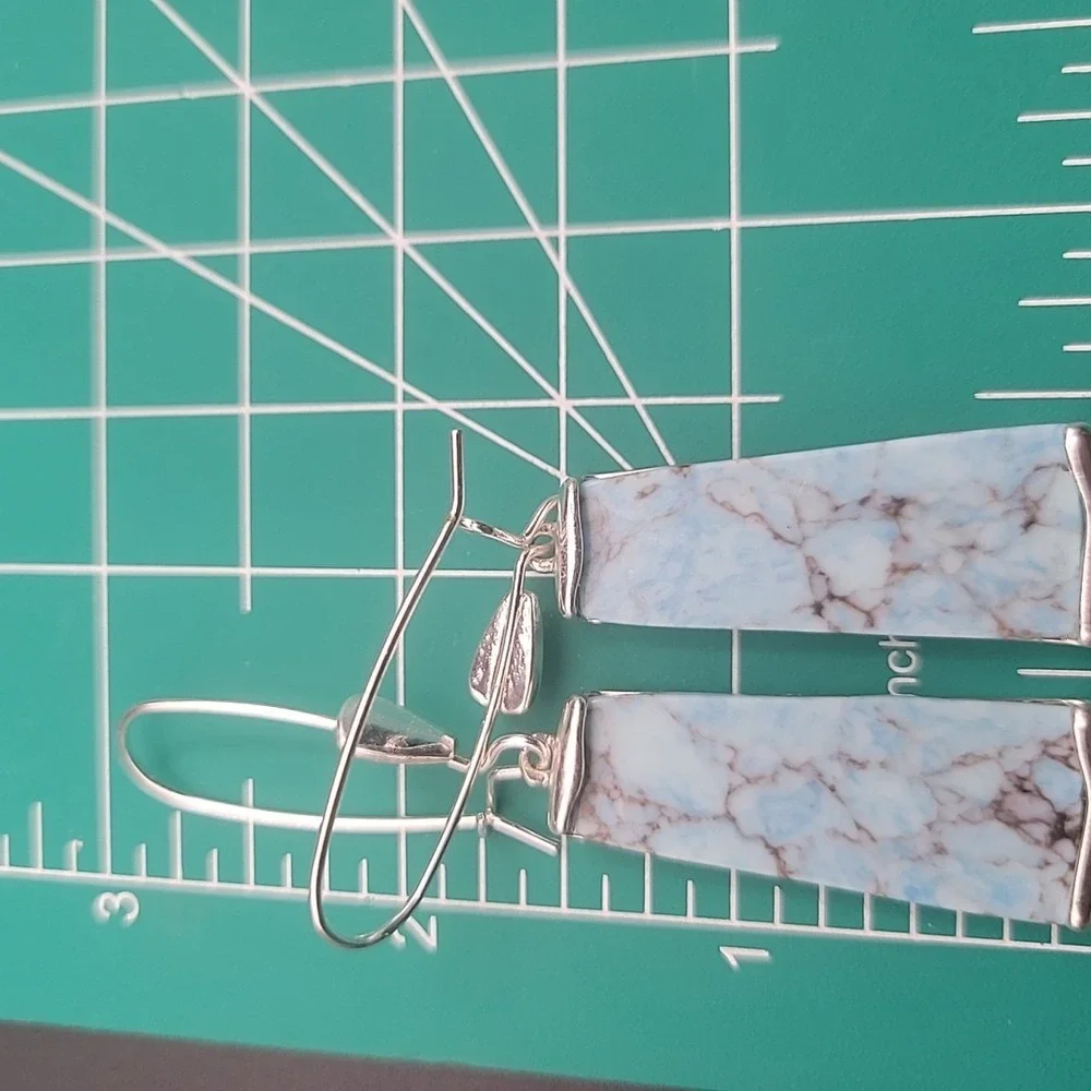 Robert Lee Morris RLM Soho Silver Tone Turquoise Bar Dangle Drop Earrings...